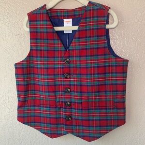 GYMBOREE Red Green Blue Plaid Holiday Preppy Lined Vest Size 6 
NWT